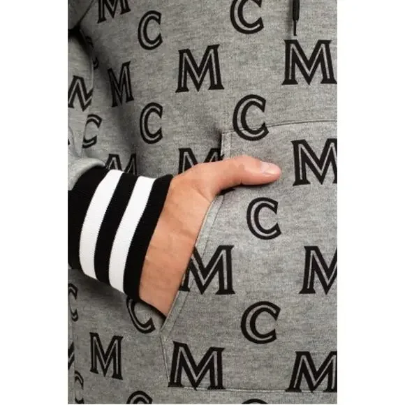 MCM Monogram Zip-up Hoodie In Grey